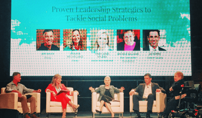 Panel discussion on leadership strategies to address social problems.